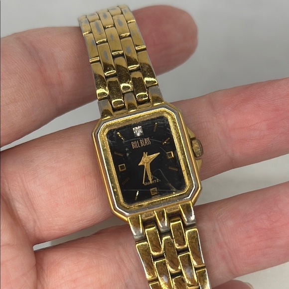 Vintage Bill Blass Gold, Diamond, and Black Luxury Watch Untested Flaws lot W5 - Picture 2 of 12